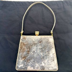 Judith Lieber velvet cocktail clutch.
